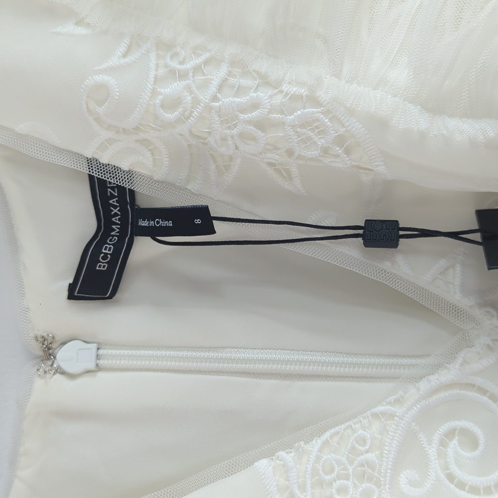 BCBGMaxAzria Ivory Tiered Ruffle V-Neck Dress - Picture 2 of 5